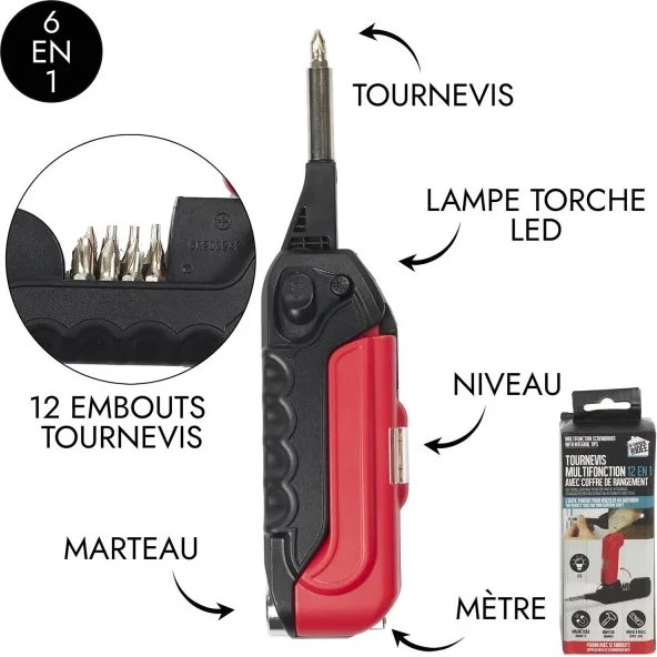 Tournevis Multifonction 12en1 14cm Noir