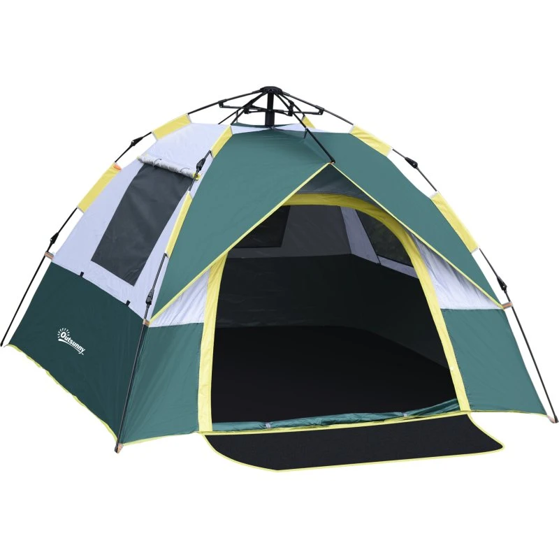 Outsunny Tente Pop Up 3 Pers Jaune Gris Vert