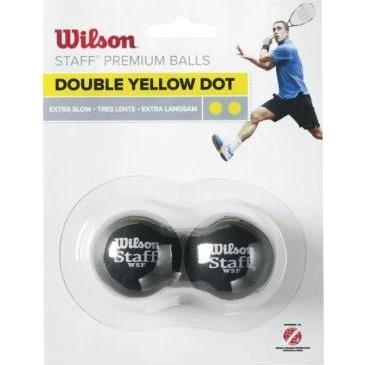 Wilson Staff Extra Slow Double Yellow Dot Squash Balls Noir 2 Balls