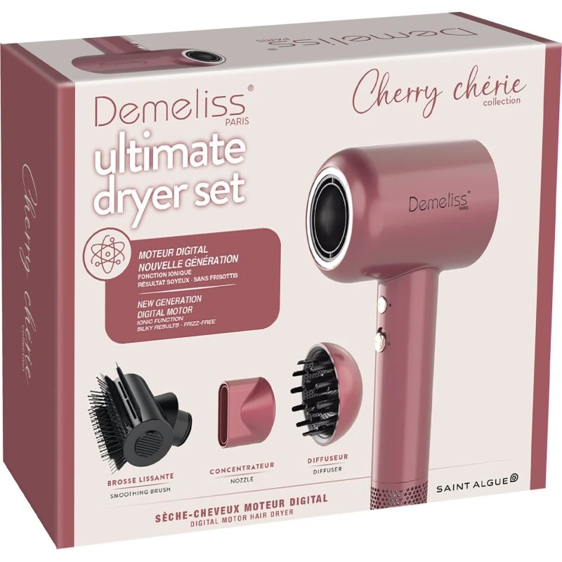 Demeliss Cherry Chérie - Sèche-cheveux 1600 W avec diffuseur magnétique