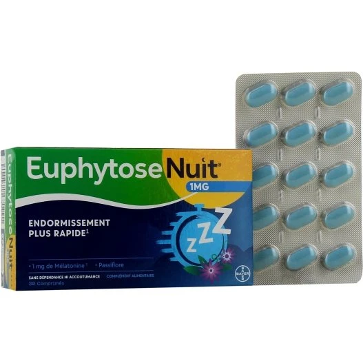 Bayer Euphytose Nuit Mélatonine 1 mg - 30 comprimés