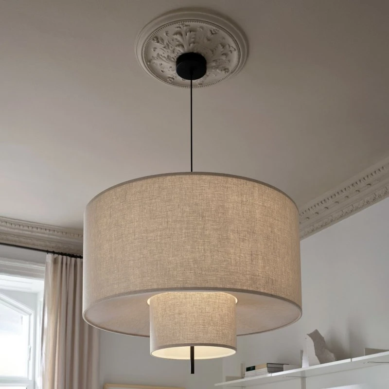 New Works Suspension Margin Ø90 Beige - Lampe Textile Design