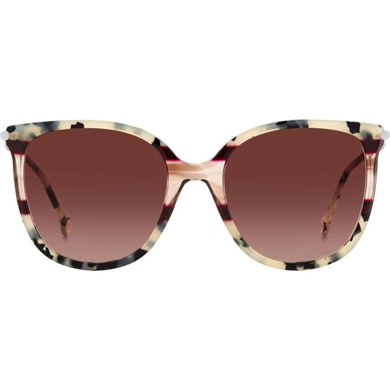 Carolina Herrera CH 0023/S Lunettes de Soleil Géométriques Havane Rose
