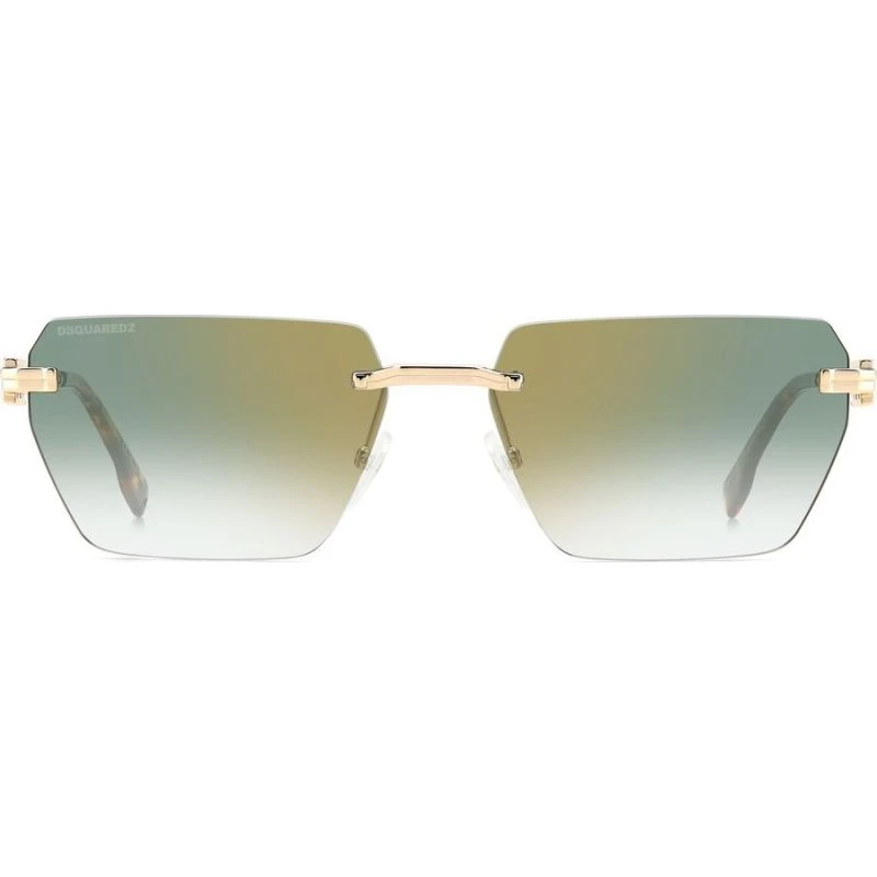 Dsquared2 D2 0102/S Lunettes de Soleil Homme Doré Géométrique Vert