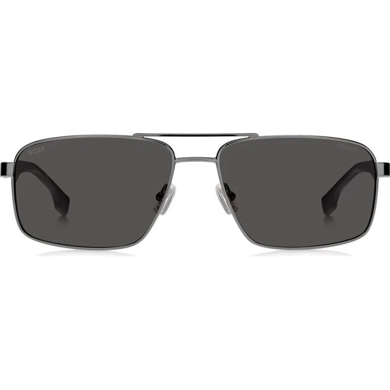 Boss 1580/S Lunettes de Soleil Homme Géométriques Noires et Grises