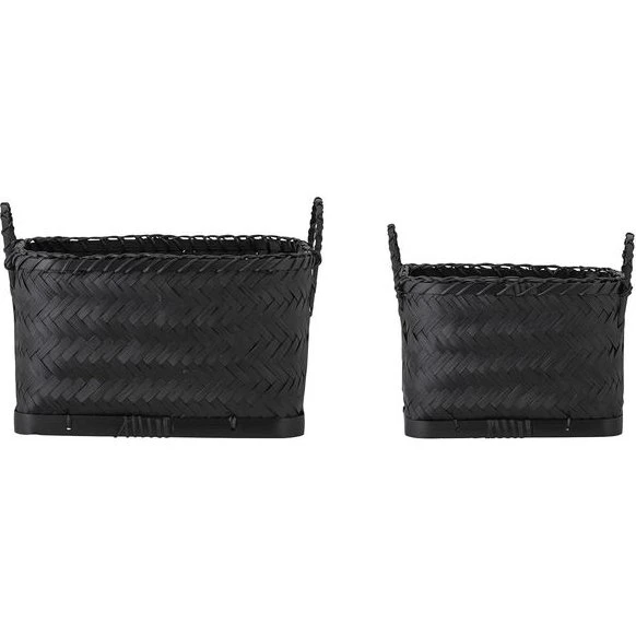 Bloomingville Carmil - Lot de 2 paniers noir en jonc de mer