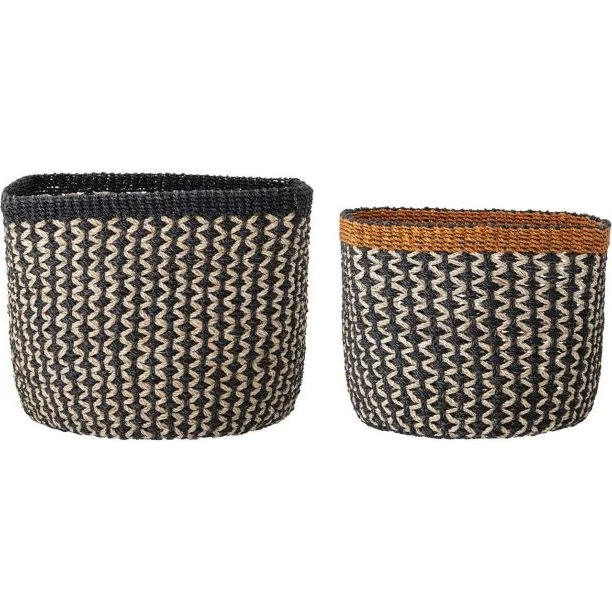Bloomingville Ova 2er-Set Schwarz Abaca Aufbewahrungskorb