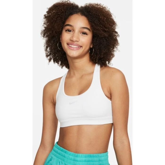 Nike Dri-FIT Swoosh Brassière de Sport Junior - Blanc