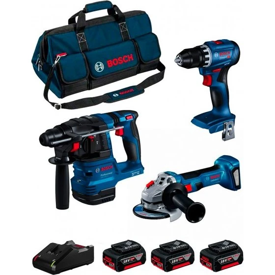 Bosch Pack 3 Machines 18V + 3x4Ah + Chargeur + Sac