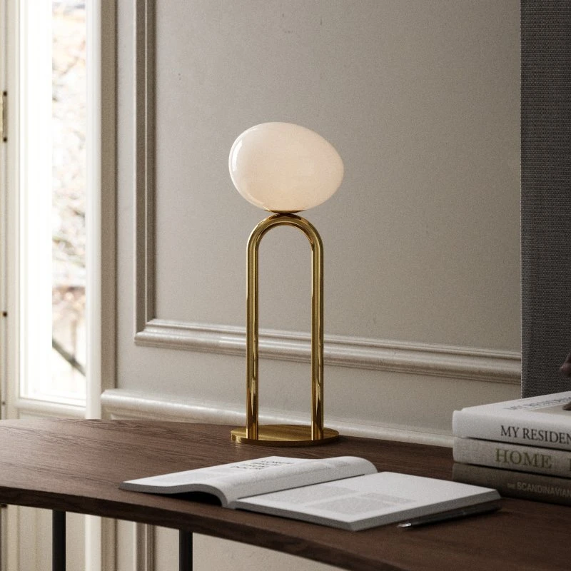 Nordlux Lampe à poser Shapes, Verre Opale et Laiton Doré