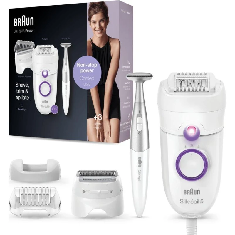 Braun Silk-Épil 5 SE 5-825P Épilateur Électrique, Blanc/Violet