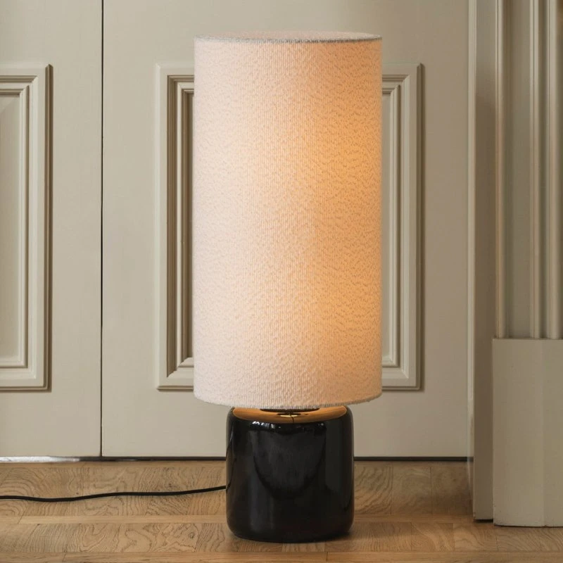 Globen Lighting Lampe sur pied Florian, Bouclé blanc/noir, 80 cm