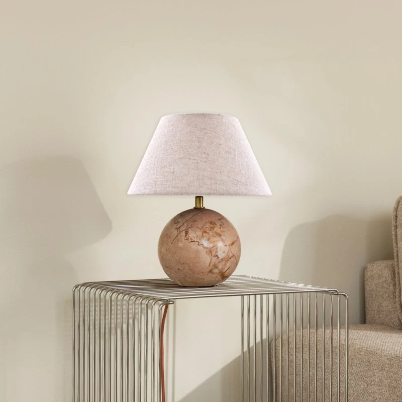 Globen Lighting Lampe de table Castello, Marbre rose et beige, 28 cm