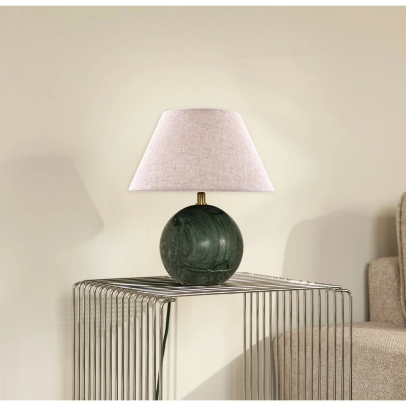 Globen Lighting Lampe de table Castello, Marbre vert et Lin beige