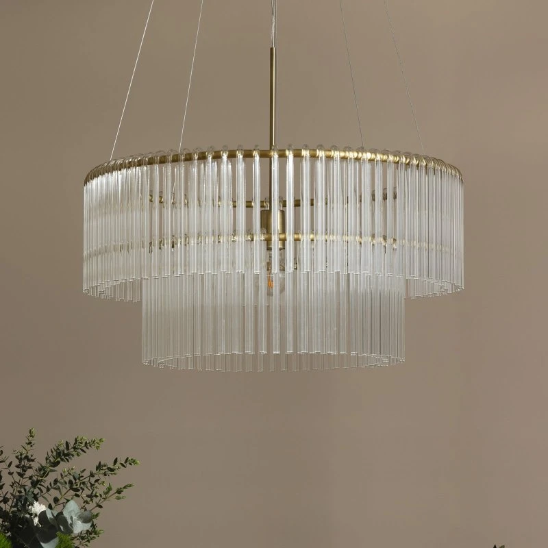 Globen Lighting Suspension HOOK 60 en verre transparent et laiton brossé
