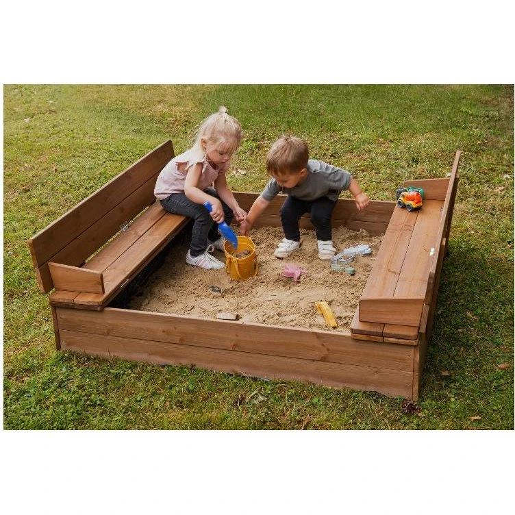 roba Bac à sable pliant en bois massif teak 127 x 123,5 cm