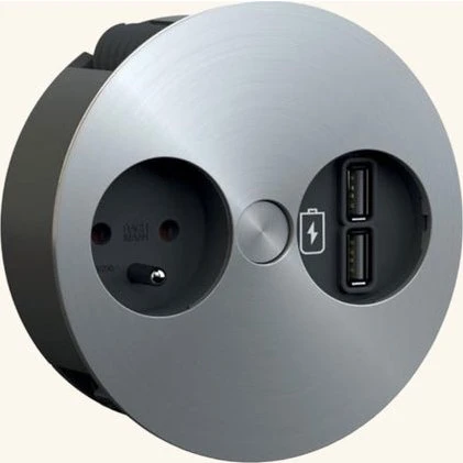 DELTA Prise Inox 1x230V + 2USB-A Encastrable