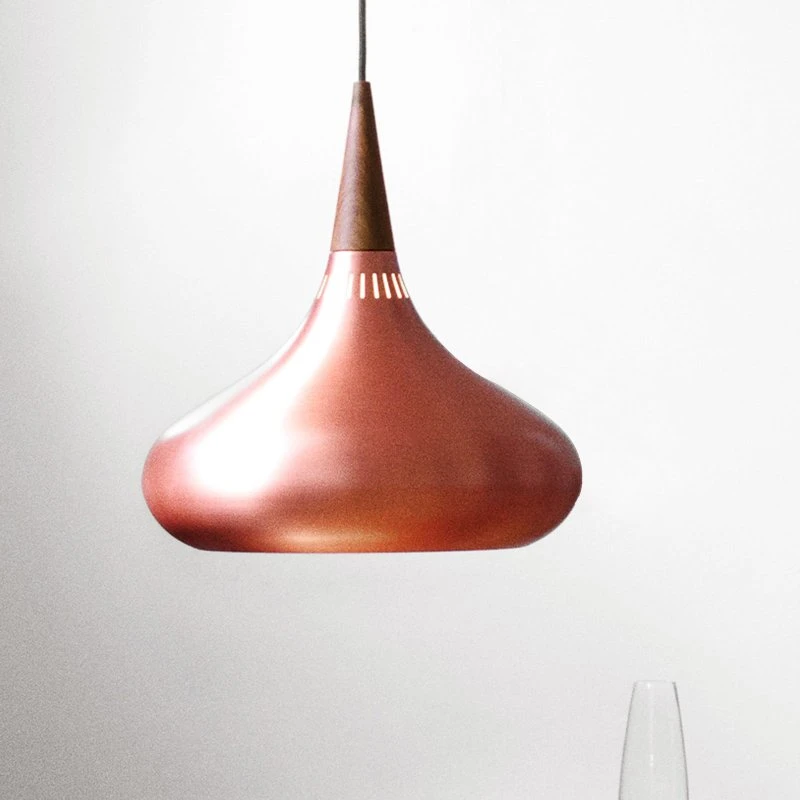 Fritz Hansen Suspension Orient P2 Cuivre et Bois de Rose Ø 34 cm