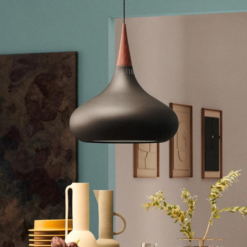 Fritz Hansen Suspension Orient P2 Noir et Bois de Rose Ø 34 cm