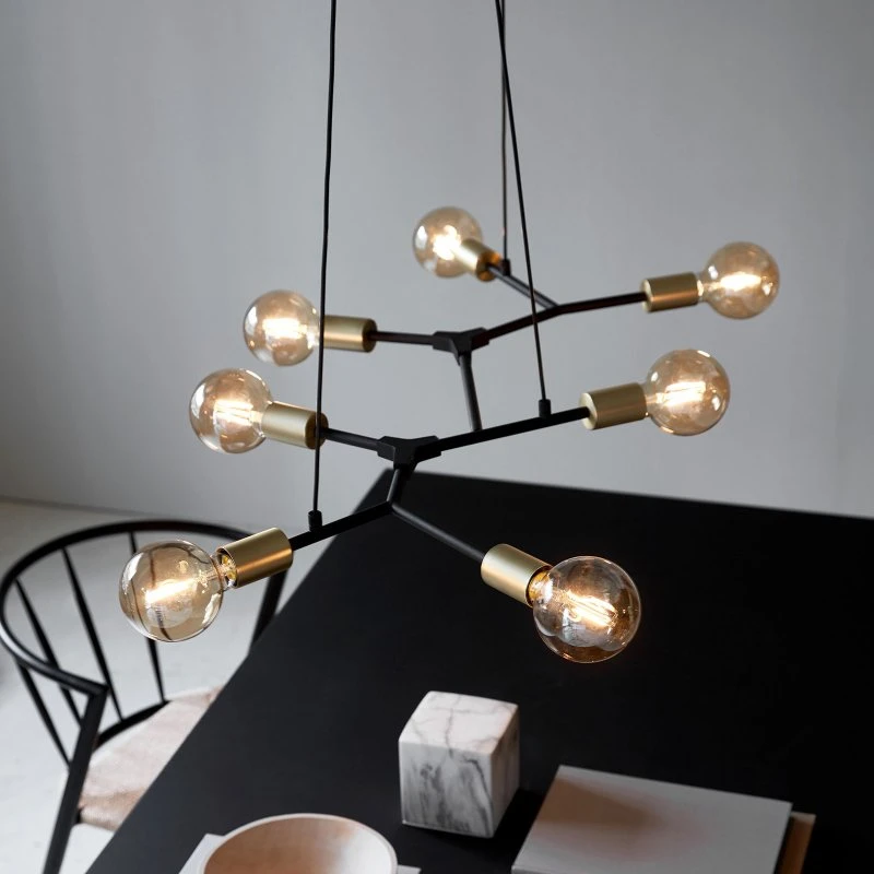 Nordlux Josefine 7 Suspension Noire et Laiton - Moderne
