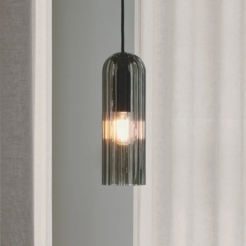 Nordlux Suspension Miella - Verre Strié Gris Fumé