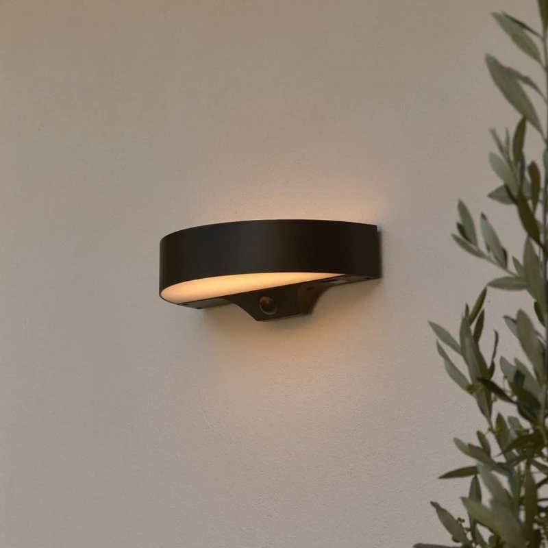 Nordlux Monay Round Solar - Applique murale extérieure noire IP44