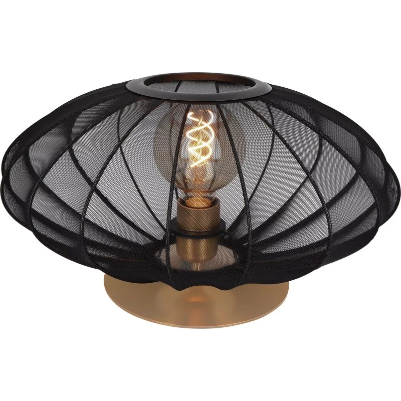 Lucide CORINA - Lampe de table Japandi - Noir et Laiton - Ø 40 cm