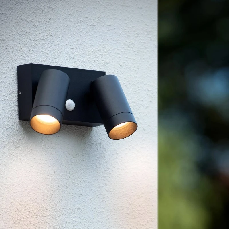 Lucide Applique Extérieure Taylor avec Détecteur, Noir, Aluminium