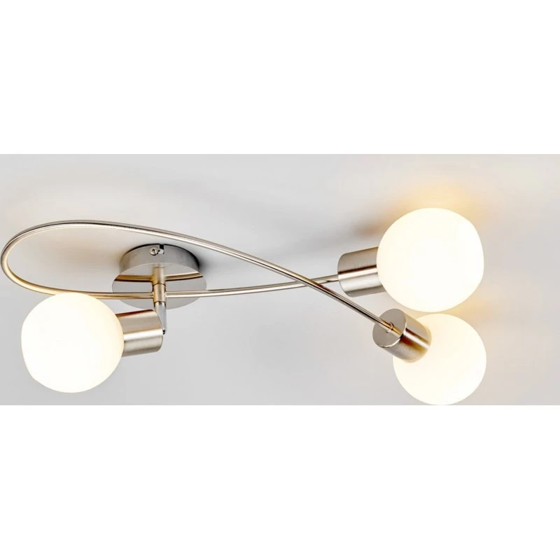 Lindby Elaina - Plafonnier Moderne en Métal et Verre Opale