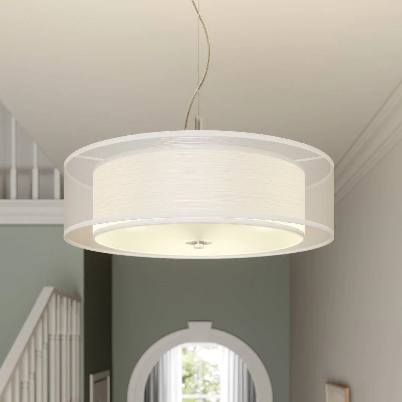 Suspension Lindby Pikka, Blanc, Textile, Ø50 cm