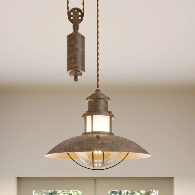 Suspension Lindby Louisanne Marron - Réglable - Style Rustique