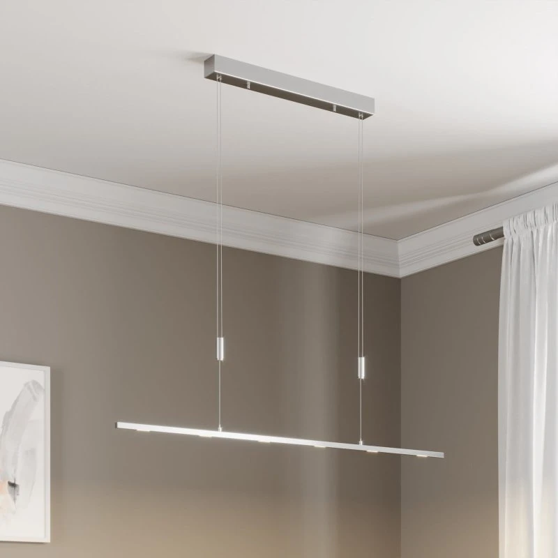 Suspension LED Lucande Arnik 120 cm, Nickel Mat, Dimmable