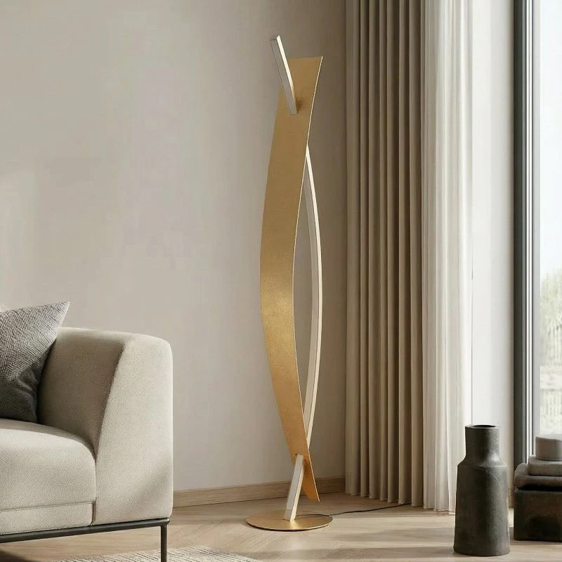 Lampadaire LED Lucande Marija, Doré et Argenté, Dimmable