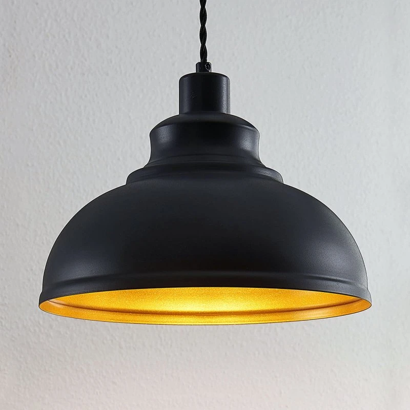 Lindby Suspension Albertine, Style Vintage, Noir et Or