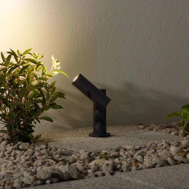 Lucande Borne Extérieur LED Narea, Gris, 14 cm