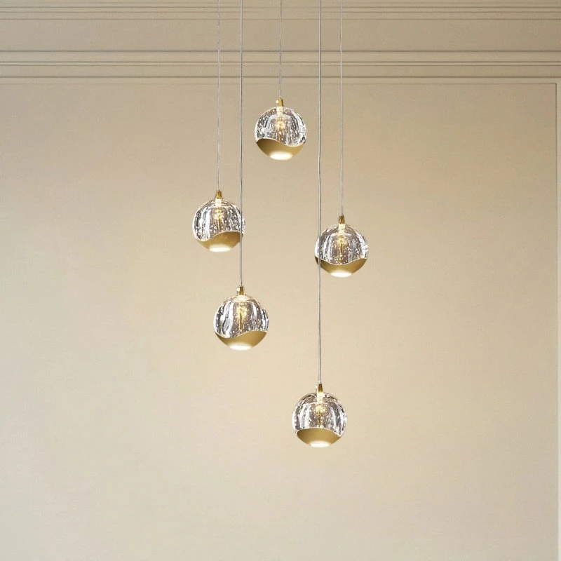 Lucande Suspension LED Hayley - Verre Transparent et Or