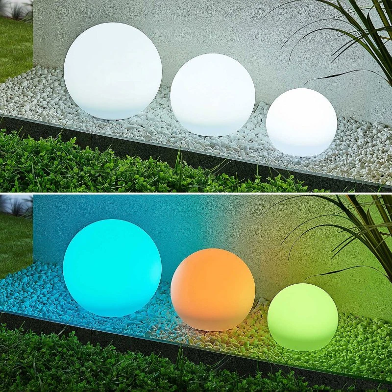 Lindby Lampes Solaires LED Lago RGBW - Set de 3 Boules