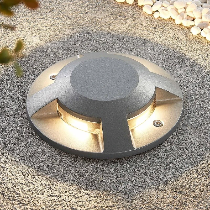 Lucande Projecteur de Sol LED Jeffrey - Argent - 4 Sorties Lumineuses