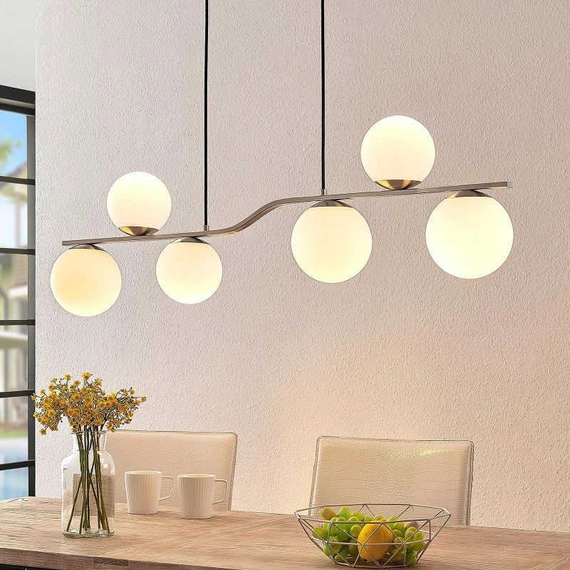 Lindby Avalyn Suspension Moderne en Verre et Nickel