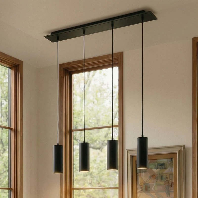 Suspension Lindby Joffrey, Noire, 4 Lampes, Moderne