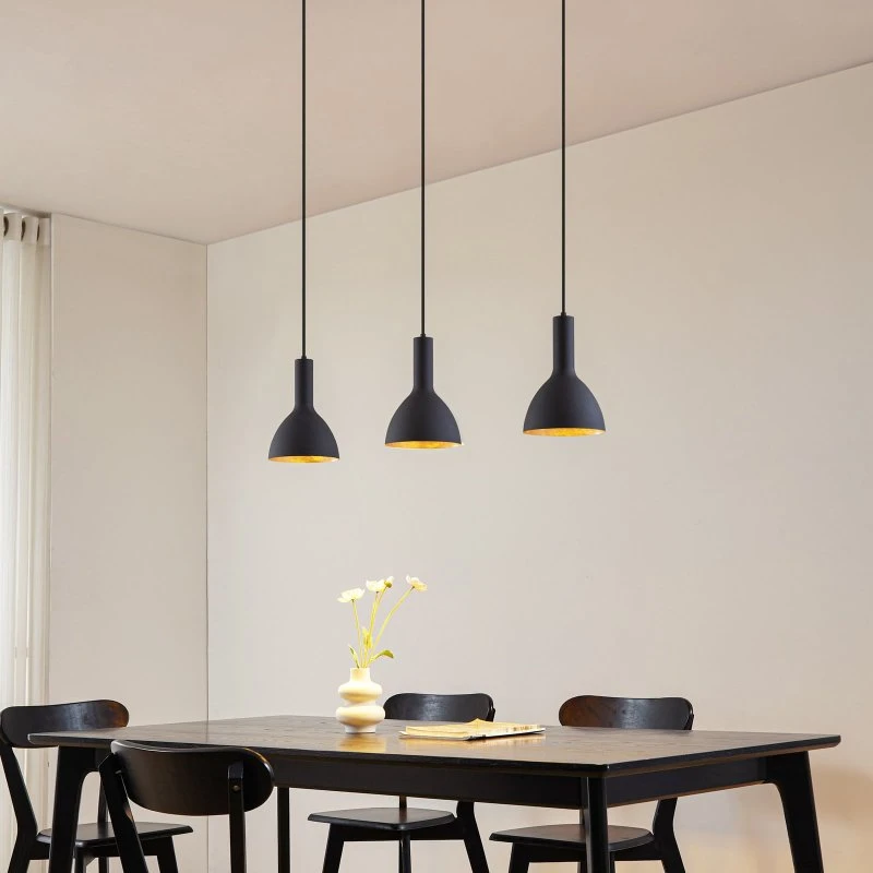 Suspension Arcchio Cosmina - 3 Lampes - Noir et Or - Moderne