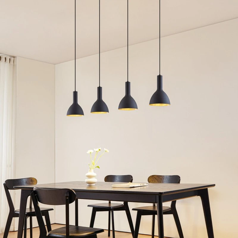 Suspension Arcchio Cosmina - Noir et Or - 4 Lampes - 120 cm