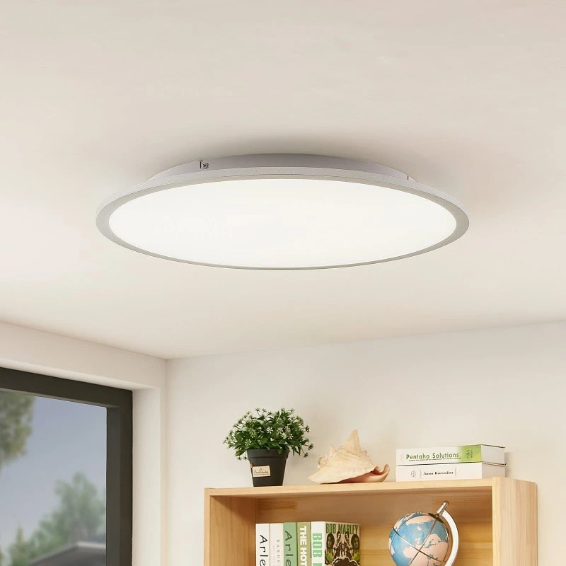 Plafonnier LED Narima Lindby, Gris/Argent, Ø60 cm
