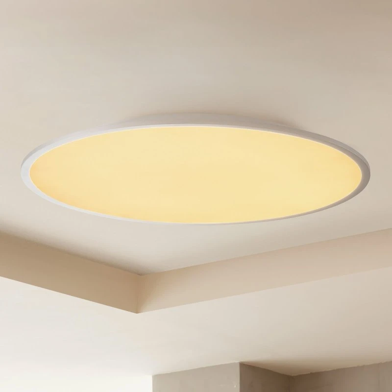 Lindby Plafonnier LED Narima Dimmable Ø80cm - Gris/Argent