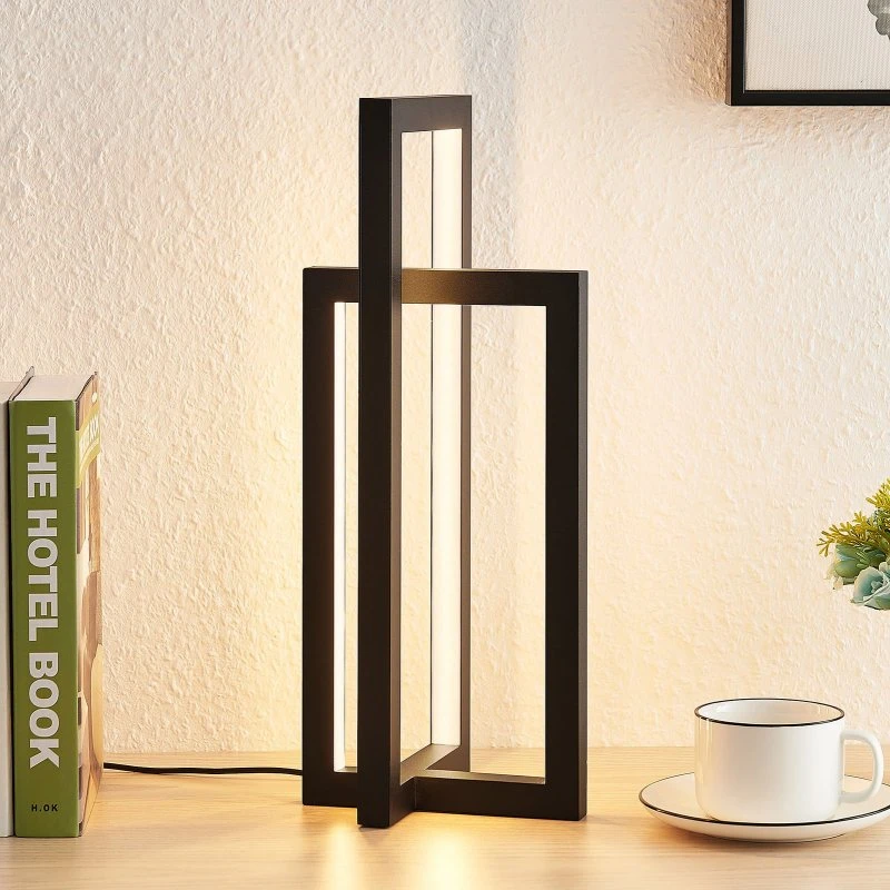 Lampe à poser LED Hylda Lucande, Noir, Design Moderne