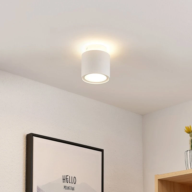 Plafonnier Arcchio Walisa Blanc, Ø 10 cm, GU10, Dimmable