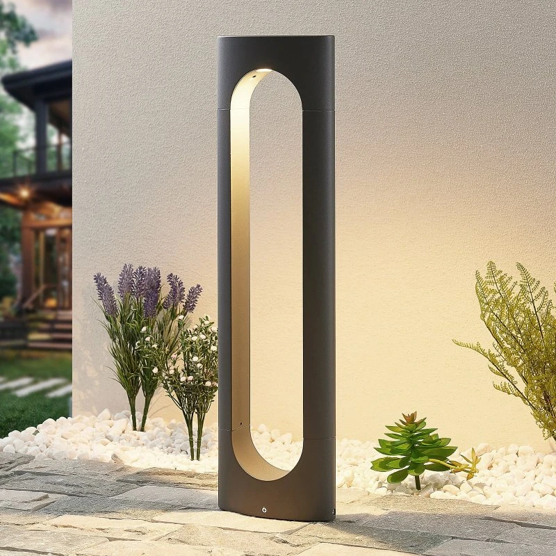 Borne lumineuse extérieure Lucande Fenti LED - Aluminium - 65 cm