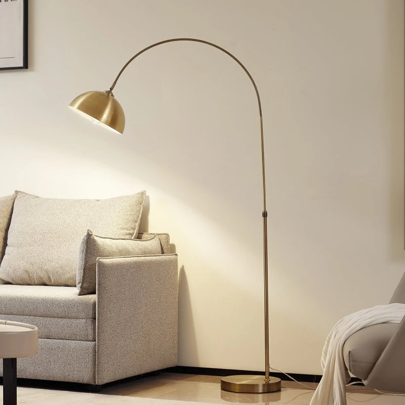 Lampadaire arc Lindby Lennart, laiton antique, métal