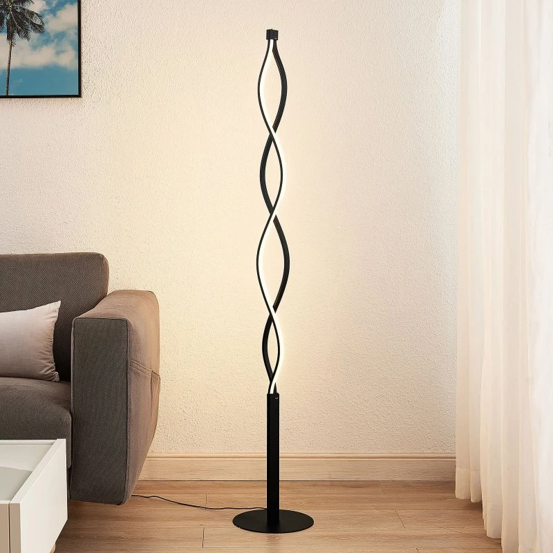 Lampadaire LED Welina Lindby, Noir, Dimmable, 150 cm