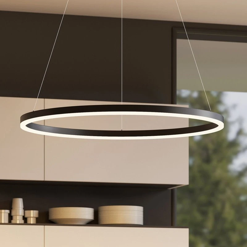 Suspension LED Arcchio Albiona - Anneau Noir Ø80 cm